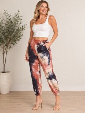 Skylee Tie-Dye Jogger Pants Women’s 3X Lounge Pull On Casual Stretch Pants